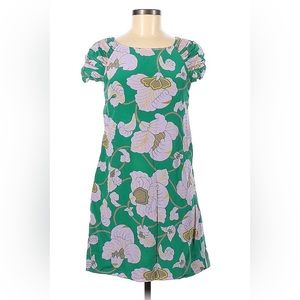 Tibi- jade & pink floral silk mini dress— size 4
